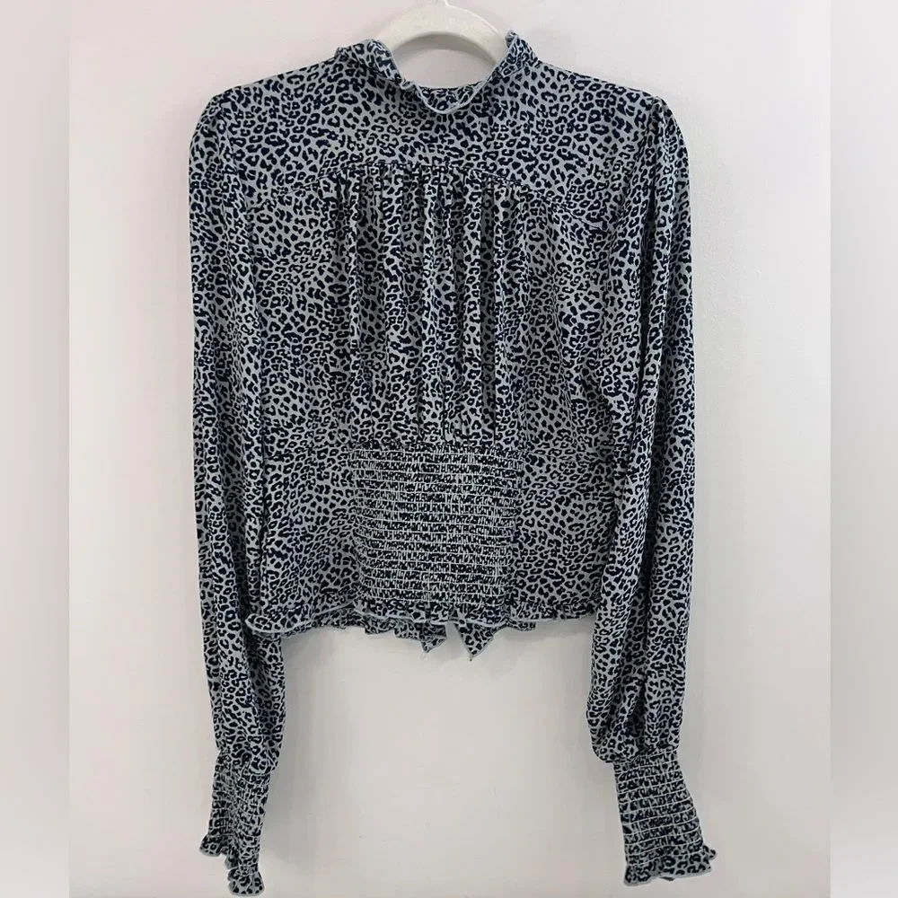 Free People Animal Print Blouse Size Medium